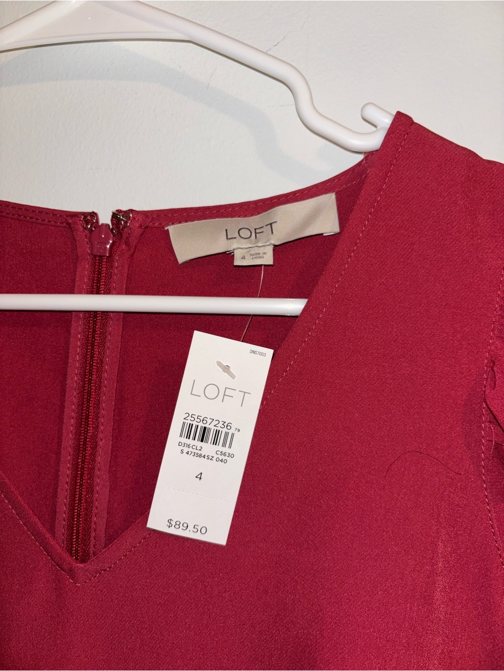 LOFT Raspberry Red V-Neck Shift Dress - Picture 2 of 3